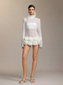 Halasa Long Sleeve Flowers Mini Dress