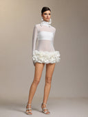 Halasa Long Sleeve Flowers Mini Dress