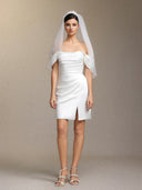 Lydda One-shoulder pleated mini evening dress