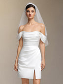 Lydda One-shoulder pleated mini evening dress