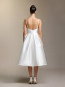 Joy Millipin��Halter top square collar mid-length style midi wedding dress