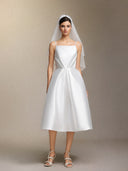 Joy Millipin��Halter top square collar mid-length style midi wedding dress