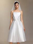 Joy Millipin��Halter top square collar mid-length style midi wedding dress