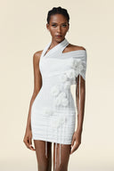 Sarah Sleeveless Flowers Folds Mini Dress