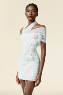 Sarah Sleeveless Flowers Folds Mini Dress