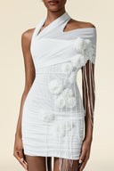 Sarah Sleeveless Flowers Folds Mini Dress