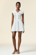 Zuelia Short Sleeves V Neck Mini Dress