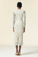 Klaria V-Neck Long Sleeves Embroidery Maxi Dress