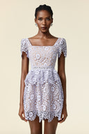 Metta Short Sleeves Lace Mini Dress