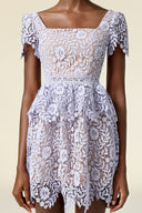 Metta Short Sleeves Lace Mini Dress