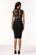 Priscilla Sleeveless Lace Bandage Midi Dress