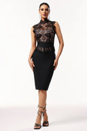 Priscilla Sleeveless Lace Bandage Midi Dress