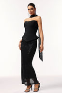 Kale Sleeveless Ribbon Sequins Bandage Maxi Two-Piece Set