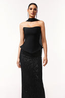 Kale Sleeveless Ribbon Sequins Bandage Maxi Two-Piece Set