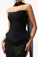 Kale Sleeveless Ribbon Sequins Bandage Maxi Two-Piece Set