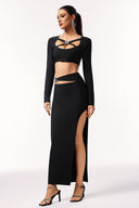 Susan Long Sleeves Hollow Out Butterfly Bandage Maxi Two-Piece Set