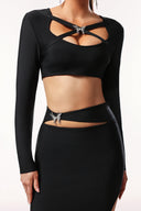 Susan Long Sleeves Hollow Out Butterfly Bandage Maxi Two-Piece Set