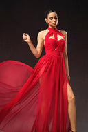 Tesare Halter Sleeveless Hollow Out Maxi Dress