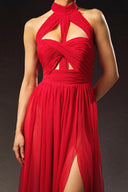 Tesare Halter Sleeveless Hollow Out Maxi Dress