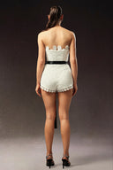 Lanla Sleeveless Flower Lace Ribbon Mini Jumpsuit