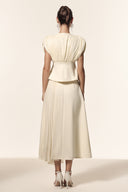 Harli V-Neck Sleeveless Folds Top And Skirt Two-Piece Set