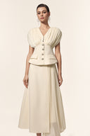 Harli V-Neck Sleeveless Folds Top And Skirt Two-Piece Set