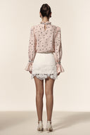 Krome Folds Dot Printed Sequin Lace Top And Skirt Two-Piece Set