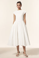 Lillian Sleeveless Folds Midi Dress