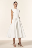Lillian Sleeveless Folds Midi Dress
