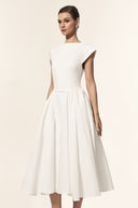 Lillian Sleeveless Folds Midi Dress