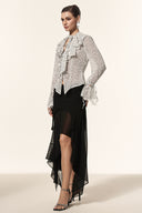 Lzada V-Neck Long Sleeves Folds Dot Printed Top