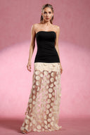 Falzer Sleeveless Netting Wafer Maxi Dress