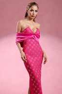 Haliya Off The Shoulder V Neck Diamond Bandage Maxi Dress