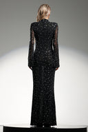 Gilian Long Sleeves High Neck Diamond Maxi Dress
