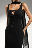 Nani Sleeveless Strap Ribbon Bandage Maxi Dress