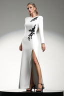 Rita Long Sleeves Beaded String Split Maxi Dress