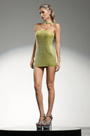 Mindi Halter Sleeveless Diamond Mini Dress