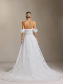 Liama Off-the-shoulder pearl flower lace Maxi wedding Dress