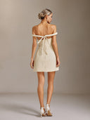 Larry Off-the-shoulder sleeveless A-line short dress