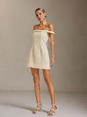 Larry Off-the-shoulder sleeveless A-line short dress