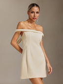 Larry Off-the-shoulder sleeveless A-line short dress