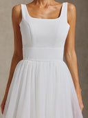 Polasa Square-neck jumpsuit, chiffon two-piece maxi wedding dress