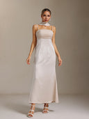 Tadita Spaghetti-strap slimming ribbon Maxi Dress
