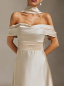 Elsie Off-the-shoulder, tapered, waist-cinching maxi dress