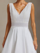Yalyka Deep V-neck sleeveless high-waisted wedding maxi dress