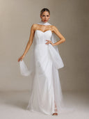 Vanessa Pleated light gauze fishbone strapless maix wedding dress