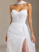 Vanessa Pleated light gauze fishbone strapless maix wedding dress