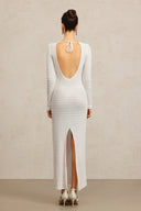 Kaiser Long Sleeves Bowknot Hollow Out Maxi Dress