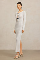 Kaiser Long Sleeves Bowknot Hollow Out Maxi Dress