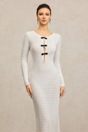 Kaiser Long Sleeves Bowknot Hollow Out Maxi Dress